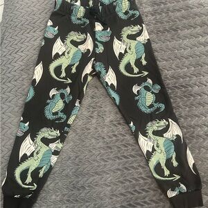 H&M Black Joggers with Dragon Graphic Design